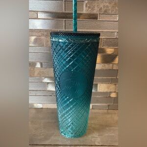 Starbucks Teal Textured Vase